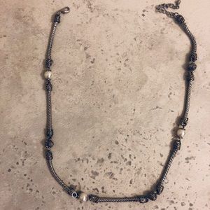Silver Pearl Necklace with Gold Inlay